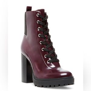 Steve Madden Burgundy Latch Heeled Bootie 6